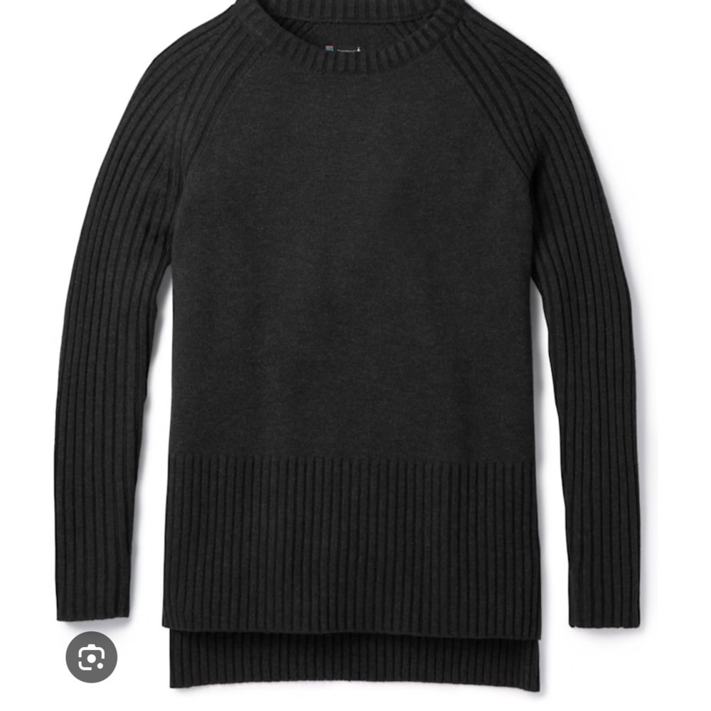 Smartwool Ripple Creek Blackgray Crew Neck Sweater with Ribbed Detailing size s